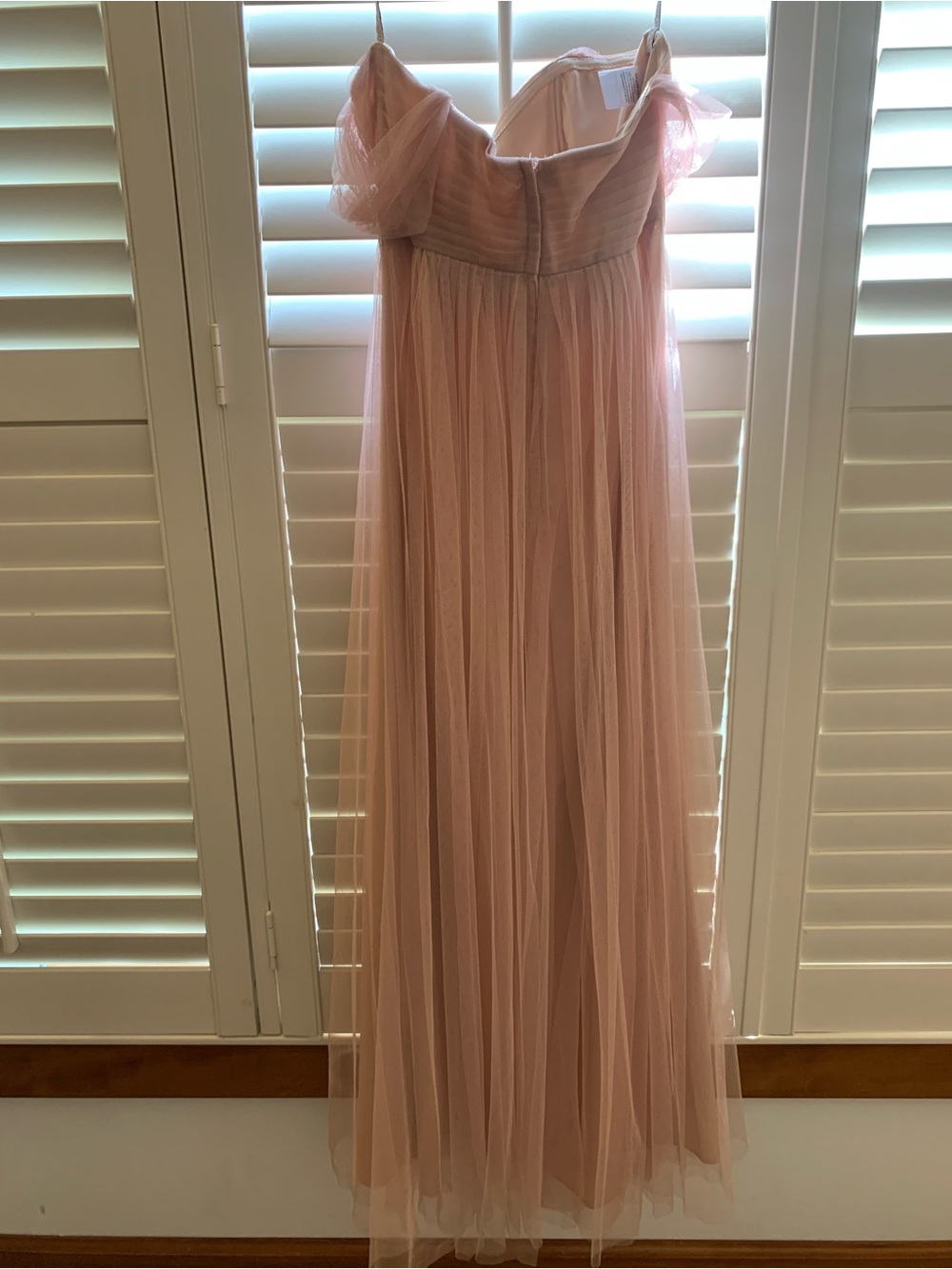 Jenny Yoo Blush Pink Off-Shoulder Tulle Maxi Dress